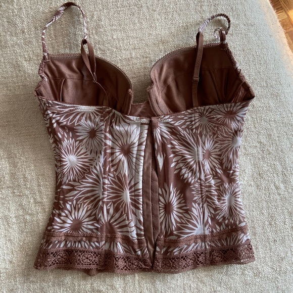 LA SENZA Brown Floral Corset Top -Size M - Picture 3 of 10